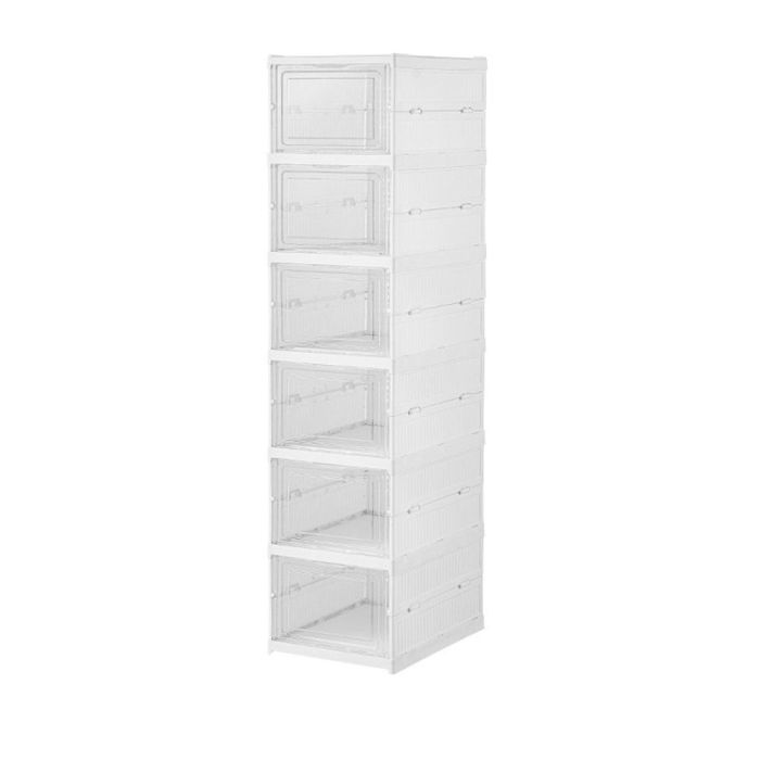 Zapatero plegable, 6 pares, blanco, 25,5 x 34,5 x 105 cm 0 Zapatero plegable, 6 pares, blanco, 25,5 x 34,5 x 105 cm 0