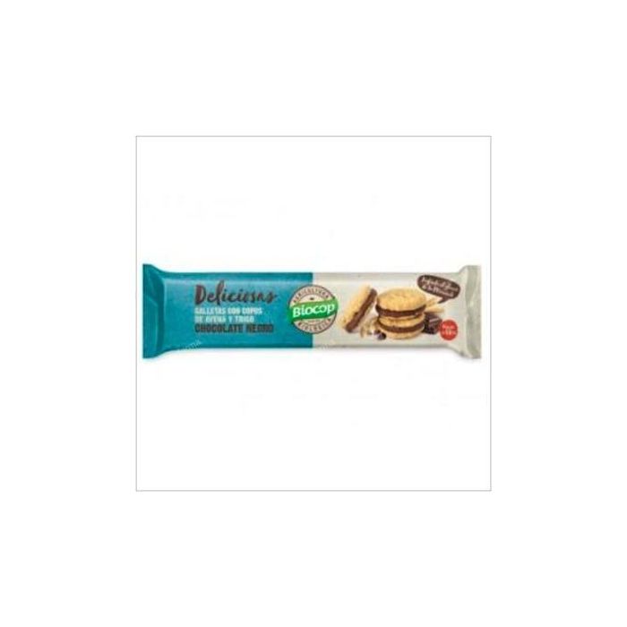 BIOCOP Galleta de Avena Rellena de Chocolate Negro, Fuente de Fibra, Ecológica 150g