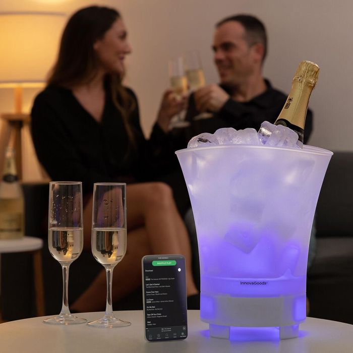 Cubitera LED con Altavoz Recargable Sonice InnovaGoods Cubitera LED con Altavoz Recargable Sonice InnovaGoods