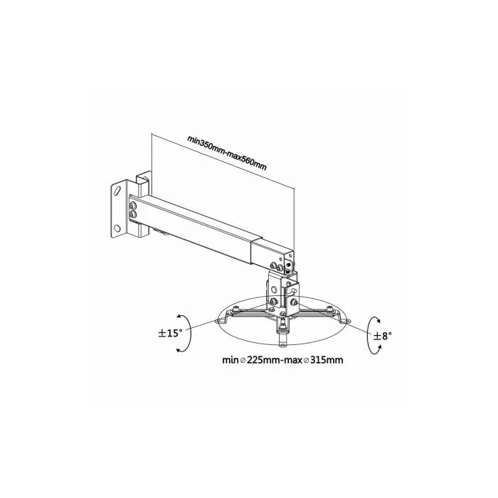 Aisens Soporte Universal Inclinable Y Extensible De Techo-Pared Para Proyector Blanco