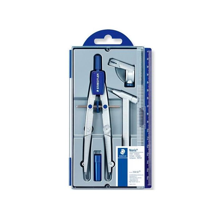 Staedtler Set De Compás Escolar Noris 550 Estuche Con Rueda Central Alargadera Y Adaptador Universal Staedtler Set De Compás Escolar Noris 550 Estuche Con Rueda Central Alargadera Y Adaptador Universal