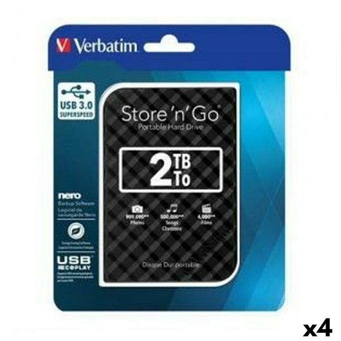 Disco Duro Externo Verbatim STORE 'N' GO GEN 2 Negro HDD 2 TB (4 Unidades) 0