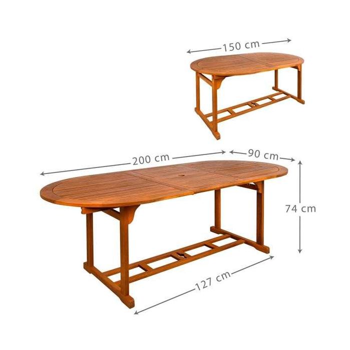 Mesa Extensible Aktive Madera de acacia Extensible Ovalada 200 x 100 x 74 cm 4 Mesa Extensible Aktive Madera de acacia Extensible Ovalada 200 x 100 x 74 cm 4