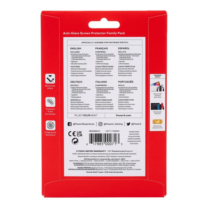 Protector de Pantalla para Nintendo Switch Powera NSAC0006-02 8 Protector de Pantalla para Nintendo Switch Powera NSAC0006-02 8
