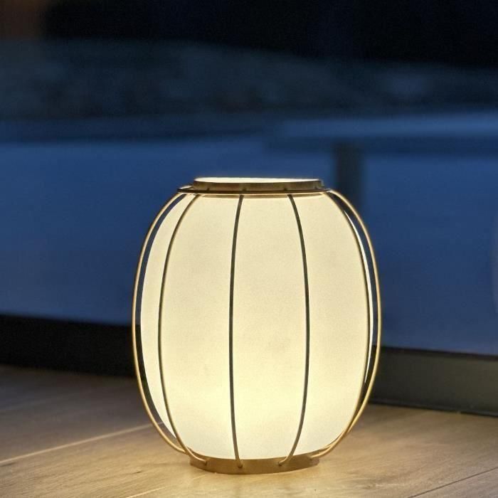 Lámpara de mesa inalámbrica - LUMISKY - TULUM - Al. 27 cm - Mango de metal - Oro - LED blanco cálido y blanco frío 2