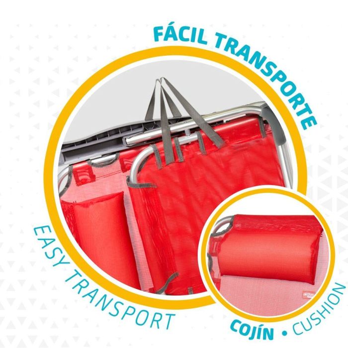 Silla Plegable con Reposacabezas Aktive Menorca Rojo 48 x 90 x 60 cm (2 Unidades) 1 Silla Plegable con Reposacabezas Aktive Menorca Rojo 48 x 90 x 60 cm (2 Unidades) 1