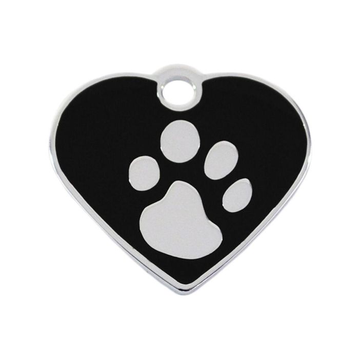 Placa identificativa para collar Imarc Heart Negro Plateado