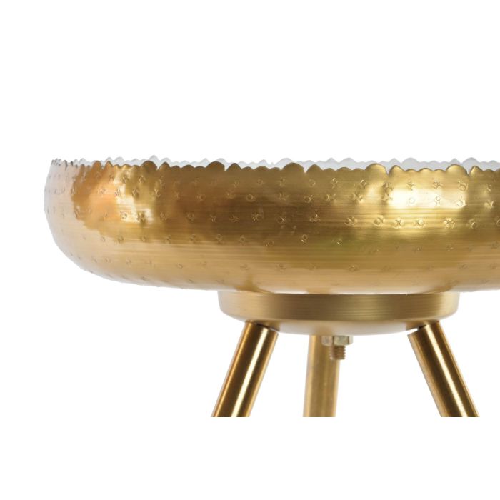 DKD Home Decor Mesita Auxiliar Moderno de Aluminio Lacado Blanco Dorado Desmontable Colección Delhi Chic 43x61x43 cm 1