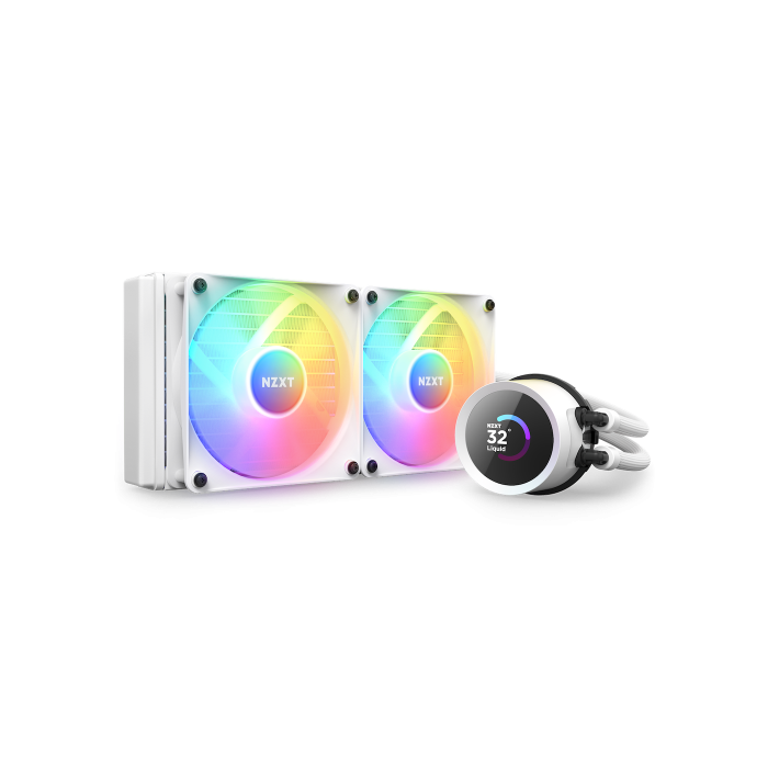 NZXT RL-KR240-W1 Kraken 240 RGB Sistema de refrigeración líquida todo en uno con ventiladores de 12 cm y pantalla LCD en color Blanco