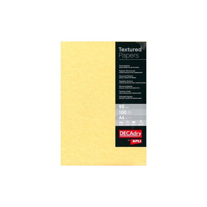 Apli Papel Textura Pergamino Oro 95 gr Tamaño A4 - 100 Hojas - Apli Papel Textura Pergamino Oro 95 gr Tamaño A4 - 100 Hojas -
