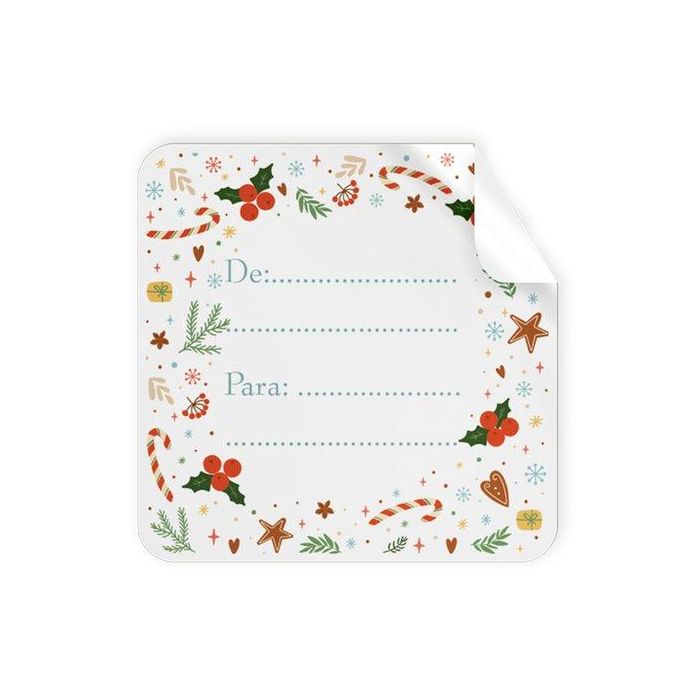 Etiquetas Regalo Adh. Rollo 250 Uds. Cuadradas 40X40 Navidad