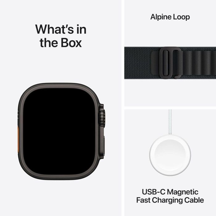 Apple Watch Ultra 3 Titanium Cellular 49mm Schwarz (Alpine Loop schwarz) Large - Smartwatch con GPS, pantalla Retina, 64GB y resistencia al agua 1