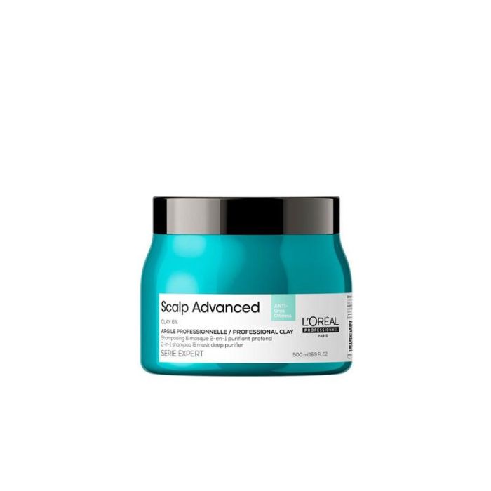 L'Oréal Professionnel Paris Scalp Advanced Anti-Oiliness 2-In1 Shampoo & Mask Deep Purifer Clay 500 mL