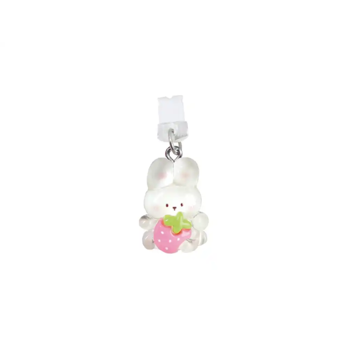 Wondee Charm Funny Protege y Decora tu Móvil con Conejito Blanco, Protege Puerto de Carga Tipo-C/Lightning del Polvo, Accesorio y Charm para Smartphone, Blanco