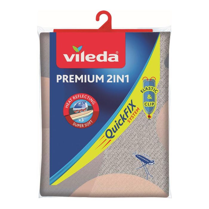 Vileda Funda Premium 2 en 1 para Tablas de Planchar Extra Gruesa, Gris, Medidas 110 x 30 cm hasta 130 x 45 cm 1