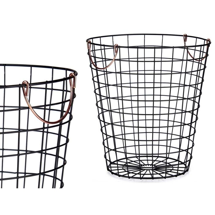 Cesto de Acero Negro Kinvara con Asa Cobre 30x30x30 cm (12 Unidades)