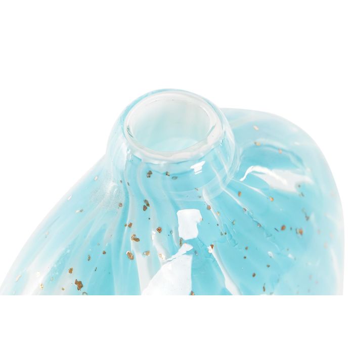 DKD Home Decor Jarrón Decorativo de Cristal Azul Estilo Mediterráneo, 28 cm Alto 2 DKD Home Decor Jarrón Decorativo de Cristal Azul Estilo Mediterráneo, 28 cm Alto 2