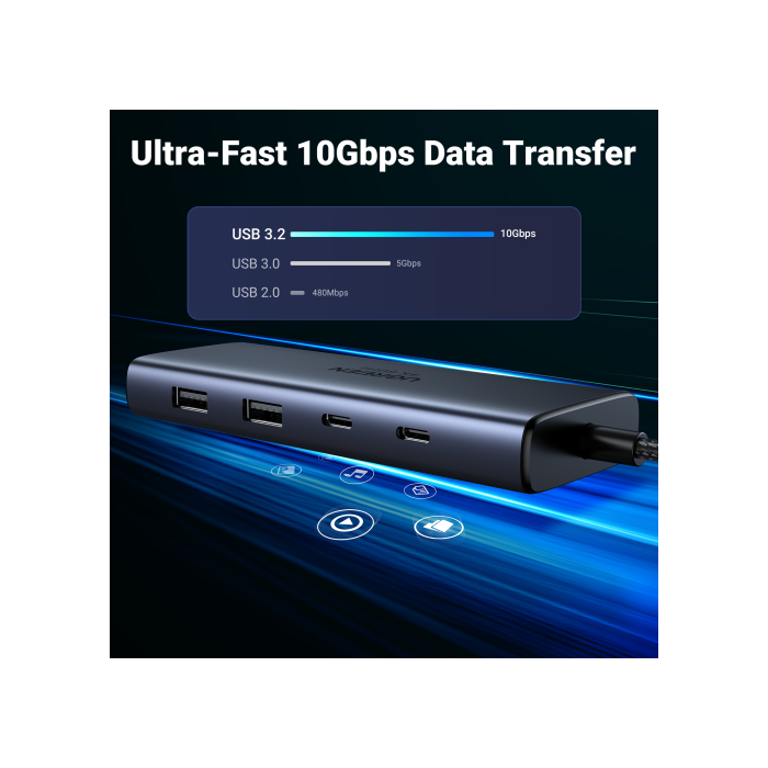 Ugreen 7-In-1 Usb-C Hub Cm498 Acoplamiento Base Gris 5 Ugreen 7-In-1 Usb-C Hub Cm498 Acoplamiento Base Gris 5