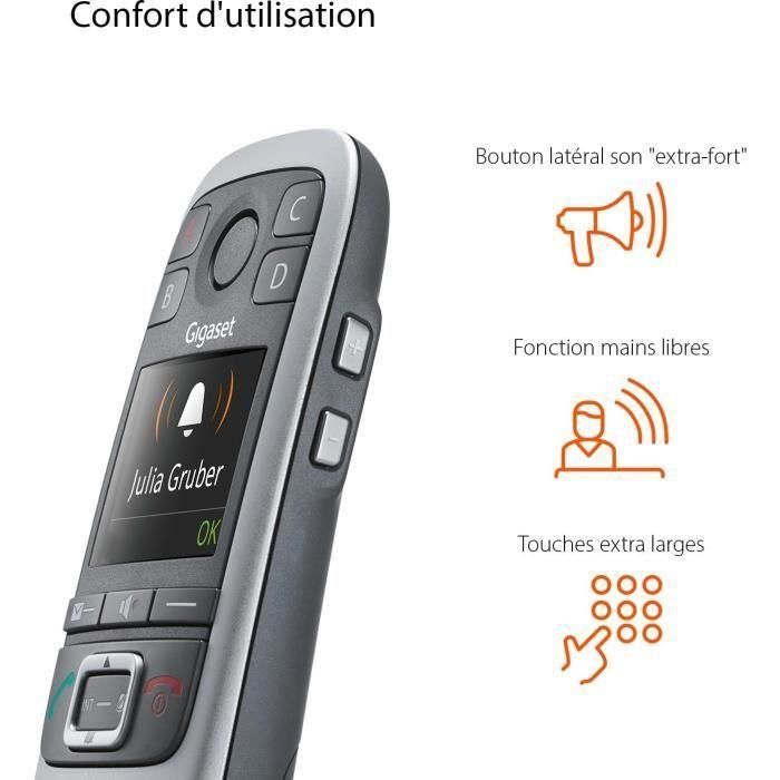GIGASET Teléfono fijo E560 Plata 3 GIGASET Teléfono fijo E560 Plata 3
