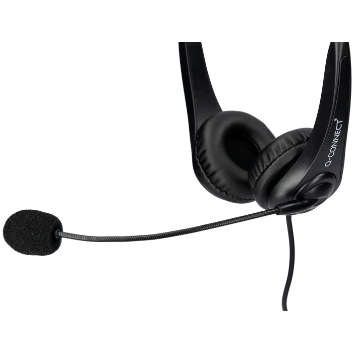 Q-connect Auricular Binaural Diadema con Micrófono USB y Control de Volumen, Cable 2m, Color Negro 4