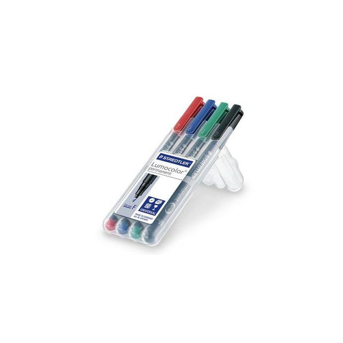 Staedtler 318 WP4 Estuche 4 Marcadores Lumocolor Permanente Punta Fina 0,6mm Surtidos 1