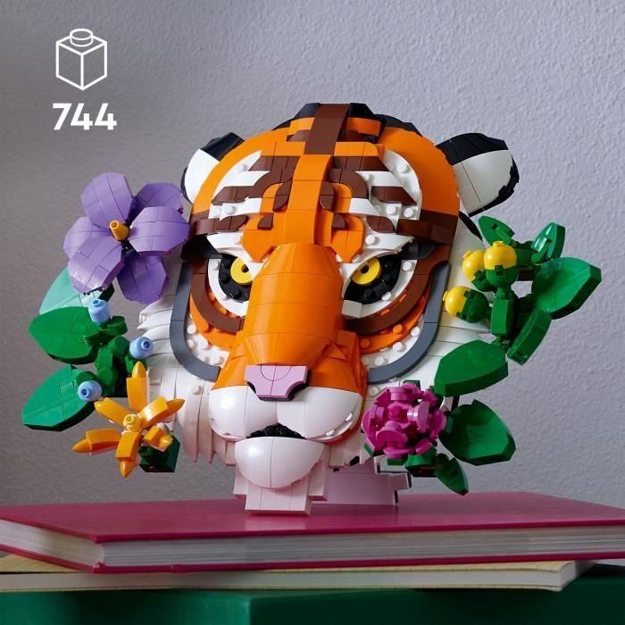 LEGO Colección Fauna: Tigre - Set de Construcción Art 3D para Adultos | Obra Decorativa con Flores y Plantas Estilizadas, 744 piezas 1