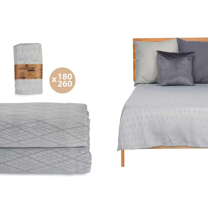 Colcha Cama Rombos Gris 180X260Cm Giftdecor (4 Unidades) Colcha Cama Rombos Gris 180X260Cm Giftdecor (4 Unidades)