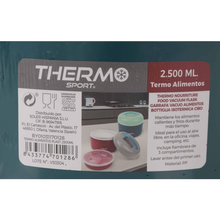 Termo para Alimentos Thermosport 2500 ml - Plástico (8 Unidades) 5 Termo para Alimentos Thermosport 2500 ml - Plástico (8 Unidades) 5