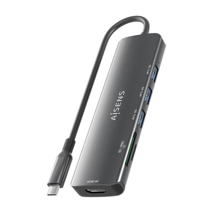 Hub USB Aisens USB-C DOCK 6 EN 1 Gris 5