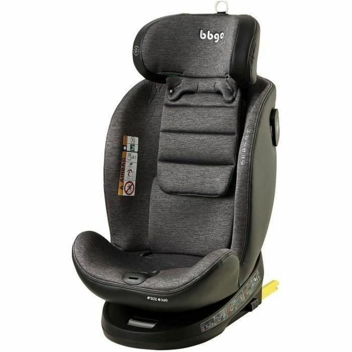 BBGO Silla Coche Giratoria Wondersafe I-SIZE 40-150 cm (0-12 años) ISOFIX, Gris, Fibra Bambú y Piel Sintética - BBG8437027499029 2