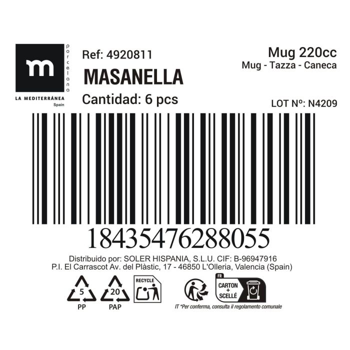 Taza de café cortado Masanella 220 cc - Inde (24 Unidades) 1 Taza de café cortado Masanella 220 cc - Inde (24 Unidades) 1