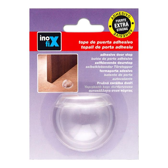 Inofix Tope Adhesivo Semiesférico Transparente para Puertas de Interior con Fijación Adhesiva Extrafuerte 19 x 50 x 43 mm 1