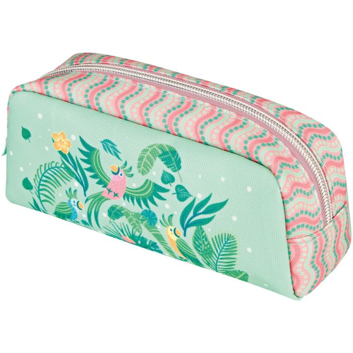 Herlitz Estuche Escolar Suave Sweet Jungle de Poliéster Verde y Rosa