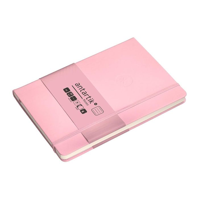 Cuaderno Con Gomilla Antartik Notes Tapa Dura A5 Hojas Rayas Rosa Pastel 100 Hojas 80 gr Fsc 5