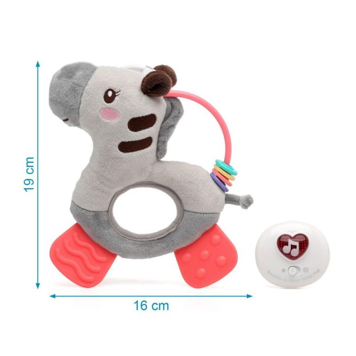 KioKids Juguete Peluche Cebra Colgante para Cuna y Cochecito con Música, Luces, Mordedor, Lavable, Gris, +3 Meses 3