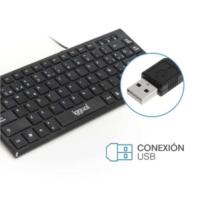 Teclado iggual Teclado USB compacto TKL Slim TKL-USB negro Negro 1