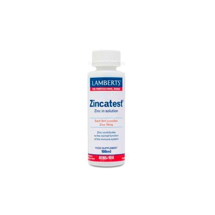 Lamberts Zincatest Líquido 100ml. Suplemento de Zinc para Sistema Inmunitario, Protección Celular y Huesos