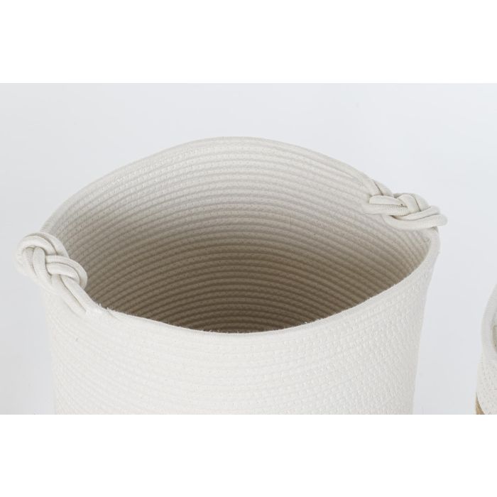 DKD Home Decor Cesta Boho Algodón Yute Blanco Marrón 45 x 54 x 45 cm Set 6 Piezas 2