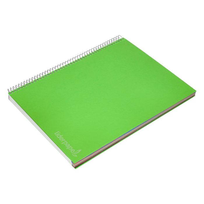 Cuaderno Espiral Liderpapel A4 Micro Jolly Tapa Forrada 140H 75 gr Cuadro 5 mm 5 Bandas 4 Taladros Color Verde 4