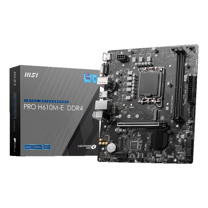 MSI PRO H610M-E D4 1700 2DDR4 HDMI 4SATA3 MATX Intel Core 12ª/13ª Gen DDR4 3200MHz PCIe 4.0 MSI PRO H610M-E D4 1700 2DDR4 HDMI 4SATA3 MATX Intel Core 12ª/13ª Gen DDR4 3200MHz PCIe 4.0