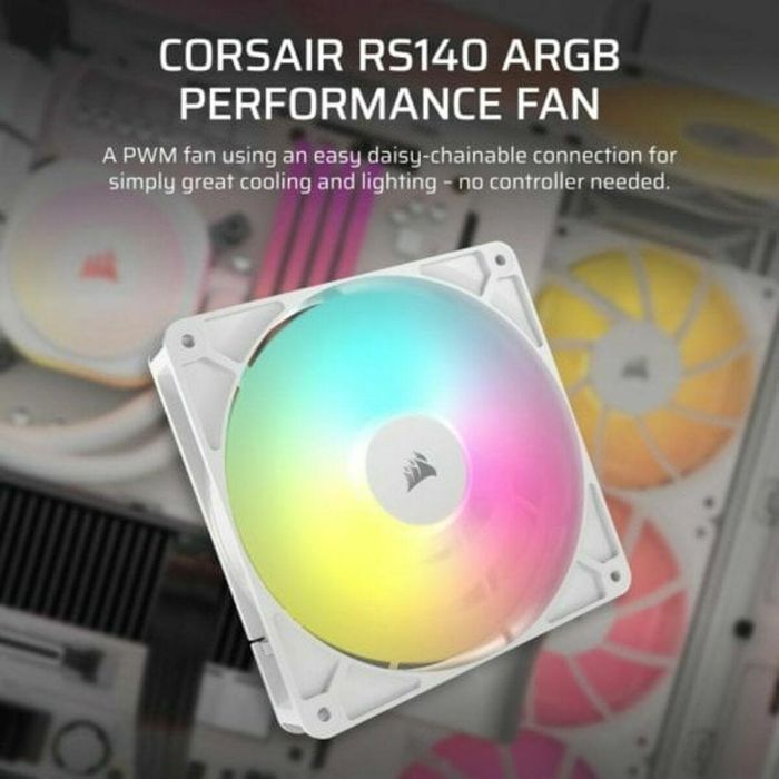 Corsair CO-9050186-WW Ventilador Caja RS ARGB Series 140mm Blanco ARGB Fan Single Pack 2
