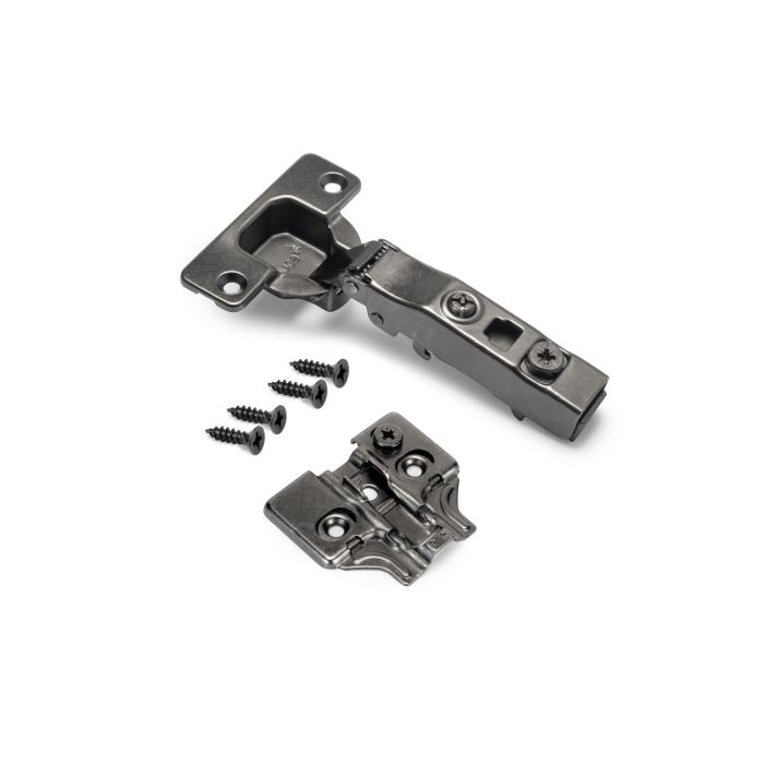Emuca Lote de 20 bisagras rectas X91N con suplementos para atornillar, Altura 0, Acero, Titanio 2 Emuca Lote de 20 bisagras rectas X91N con suplementos para atornillar, Altura 0, Acero, Titanio 2