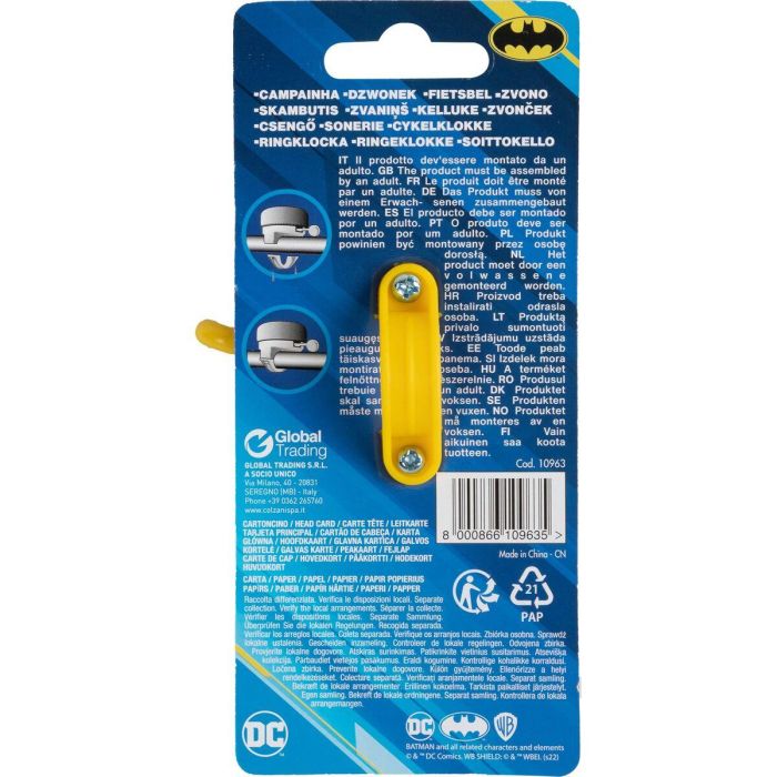 Timbre Infantil para Bicicleta Batman CZ10963 Negro/Amarillo 1