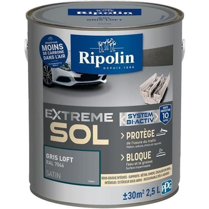 Pintura para suelos Ripolin alta resistencia gris satinado 2,5L Pintura para suelos Ripolin alta resistencia gris satinado 2,5L