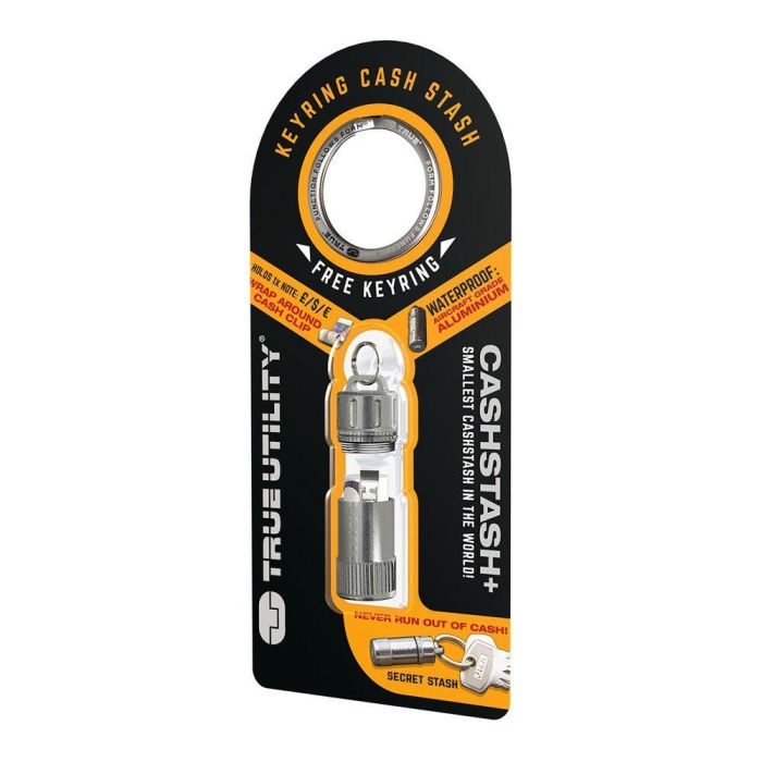 True Cashstash + Billetero de Emergencia Llavero Resistente al Agua Acero Inoxidable 1