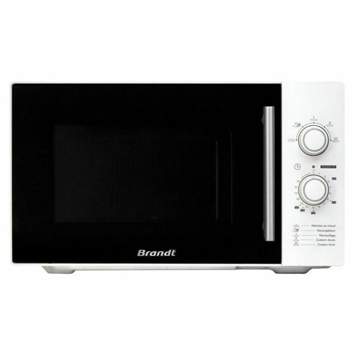 Brandt SM2602W Microondas Monofunción 26L, 900W, 5 Niveles de Potencia, Controles Mecánicos, Plato Giratorio 32cm, Blanco