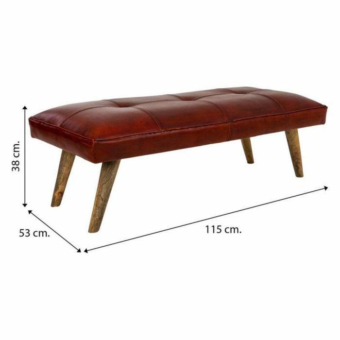 Banqueta Alexandra House Living Rojo Cuero Madera de mango 53 x 38 x 115 cm 1