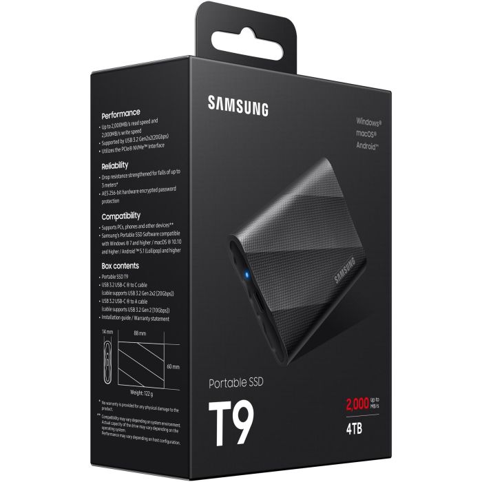 Samsung T9 Portable SSD 4TB USB 3.2 Gen2 Negro 11 Samsung T9 Portable SSD 4TB USB 3.2 Gen2 Negro 11