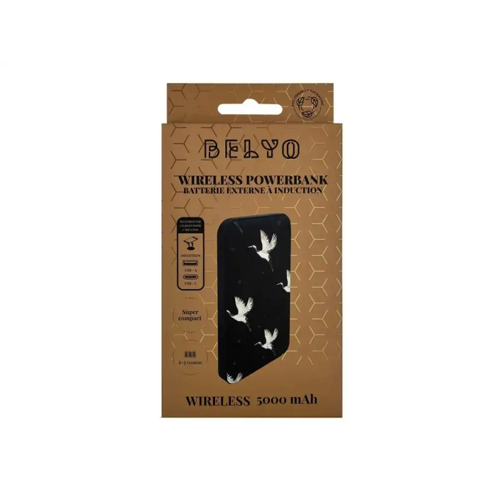 Wondee Batería Externa Inalámbrica 5000 mAh, Carga Rápida, Diseño Aves en Vuelo 7