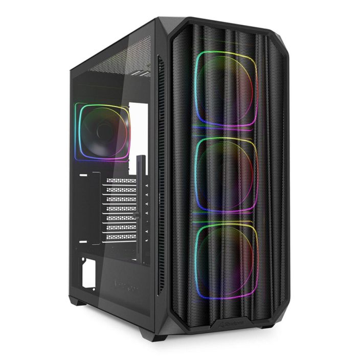 Sharkoon AK5M RGB Midi Tower Negra con Panel Cristal Templado, Frontal Malla y 4 Ventiladores PWM RGB preinstalados, Compatible BTF Sharkoon AK5M RGB Midi Tower Negra con Panel Cristal Templado, Frontal Malla y 4 Ventiladores PWM RGB preinstalados, Compatible BTF